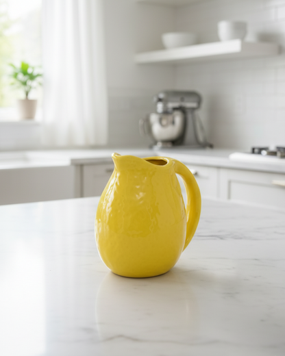 Lemon Glow Ceramic Pitcher Vase - Small
