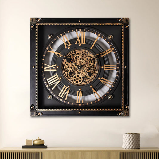 Journey of Hours  Luxury Designer Wall Clocks for the Home With Moving Gear Mechanism Buy Wall Clock Online (Steel Body)