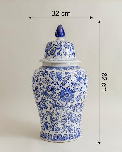 Royal Blue & White Heritage Temple Jar - 82 cm