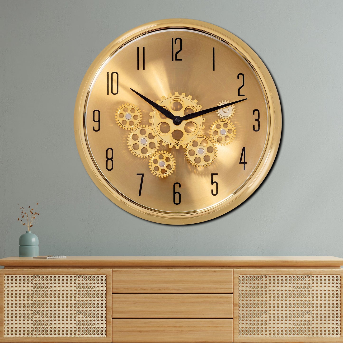 The Moving Hour Luxury Designer Wall Clock Online With Moving Gear Mechanism Buy Wall Clock Online - Gold
