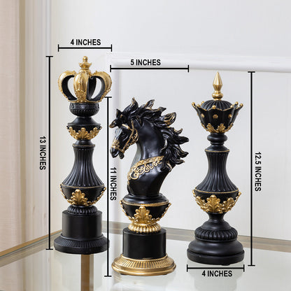 Royal Checkmate Charm Table Decorative Showpiece for Home - Black