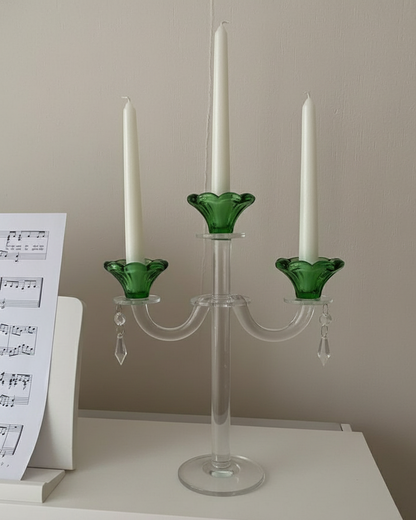 Emerald Radiant 3-Arms Crystal Candle Stand