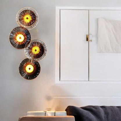 Glowave® Modern Flower Amber Glass LED Wall Light Decoration Lamp for Living Room Bedroom Bedside Home Decor - Warm White (3 Flower Lamp)