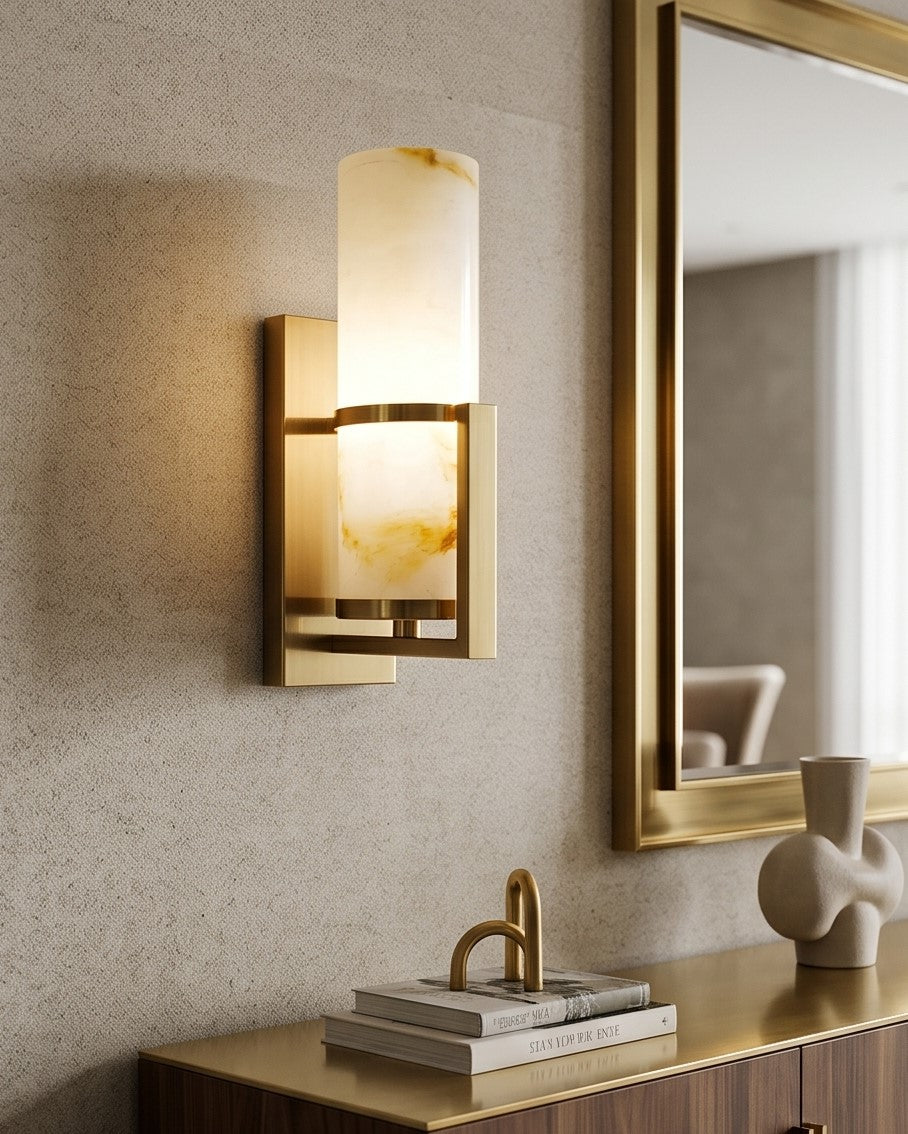 Ivory Stone Luxe Wall Sconce - Gold
