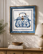 Blue & White Framed Wall art - 12"x12"