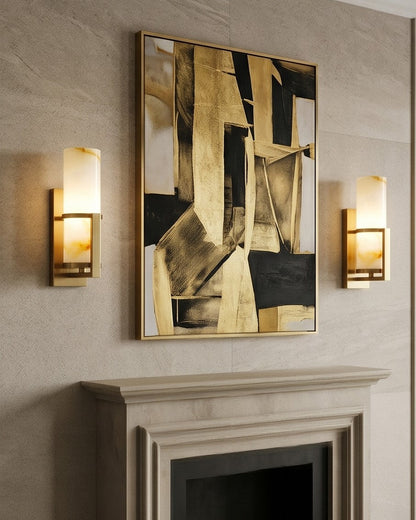 Ivory Stone Luxe Wall Sconce - Gold