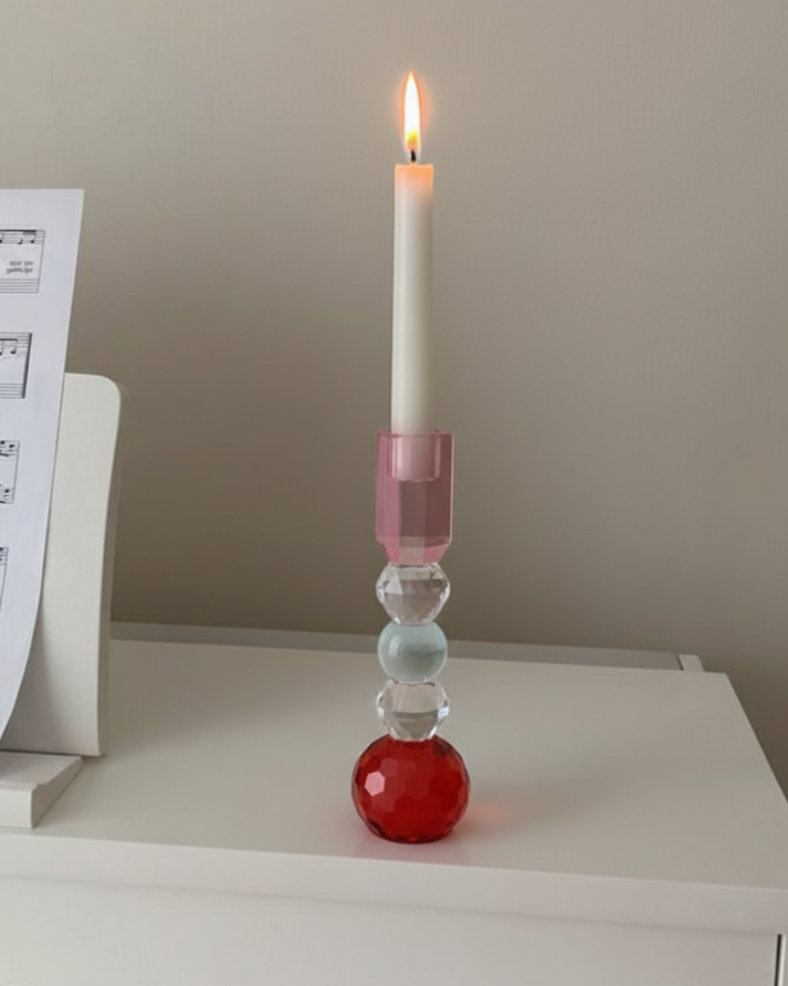 Roselle Crystal Sphere Candle Holder - Big