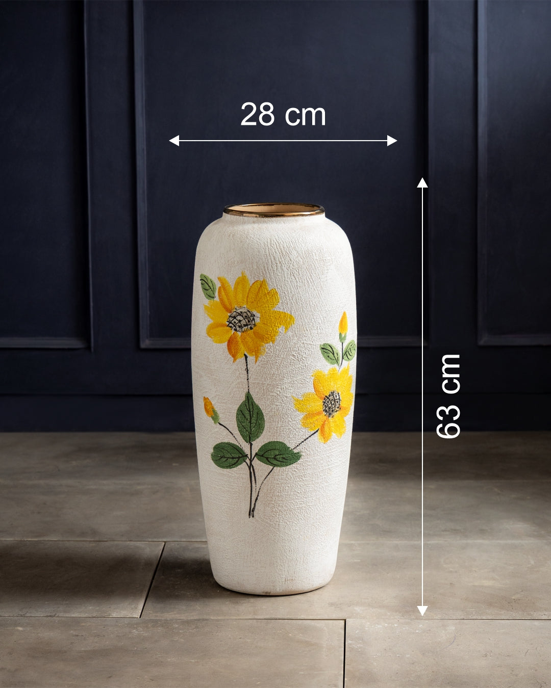 Hand Painted Sunflower Floor Vase - Large