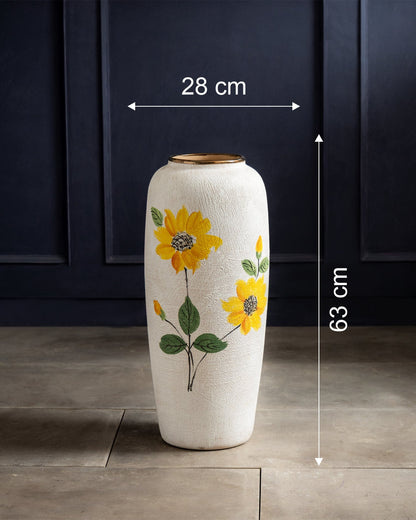 Hand Painted Sunflower Floor Vase - Large