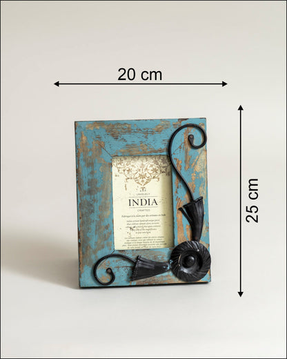 Turquoise Rustic Floral Accent Photo Frame