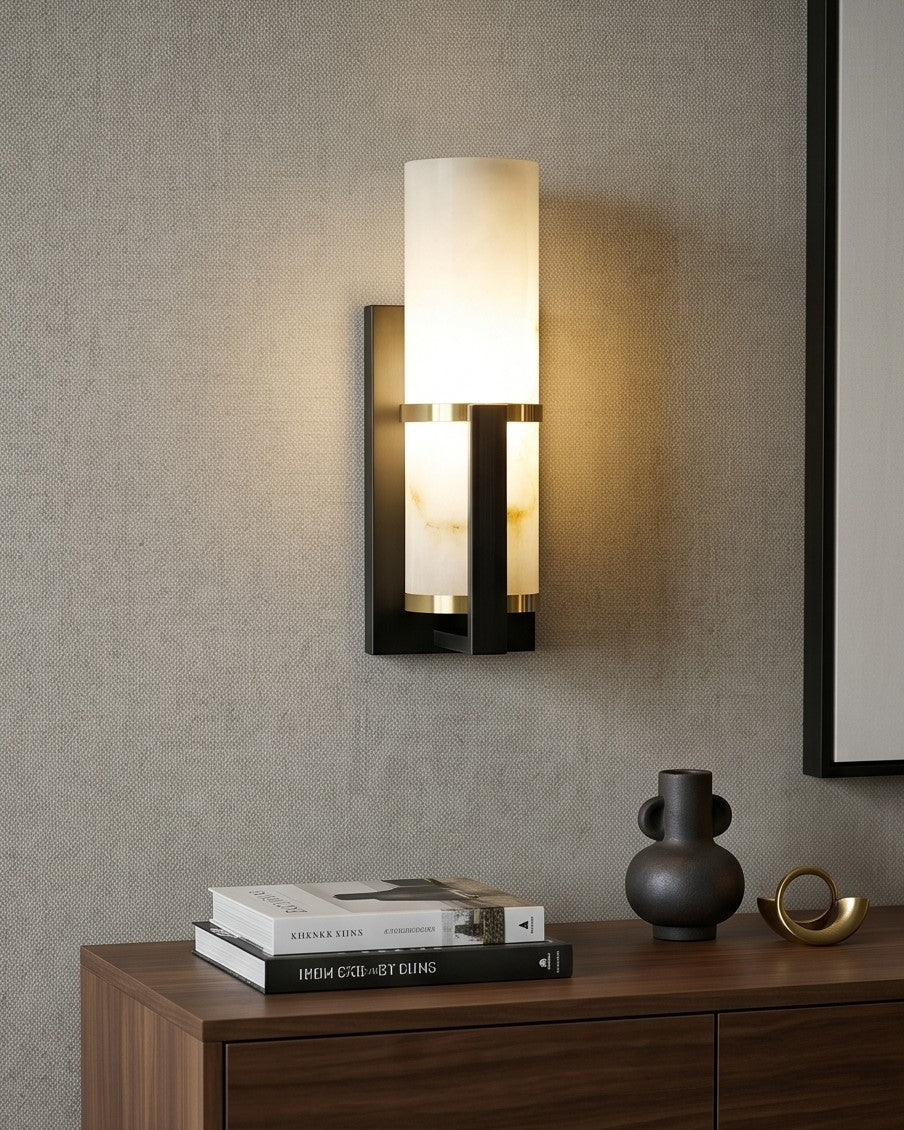 Ivory Stone Luxe Wall Sconce - Smoky