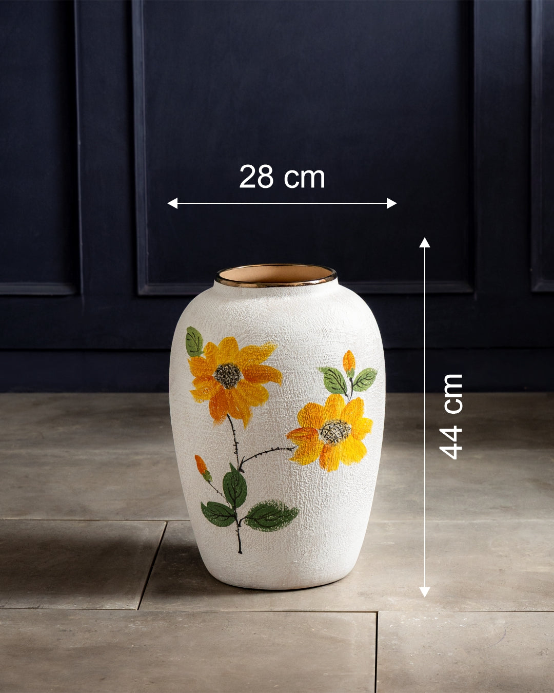 Hand Painted Sunflower Floor Vase - Small