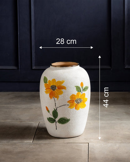 Hand Painted Sunflower Floor Vase - Small