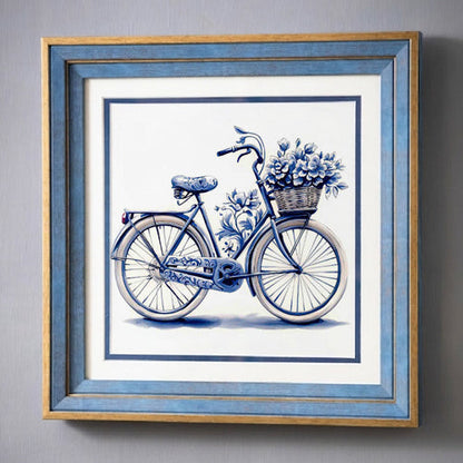Blue & White Framed Wall art - 12"x12"