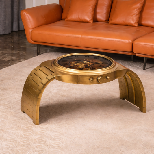 Balanced Home Time Tea Table Clock With Moving Gear Mechanism (Steel Body) - Big