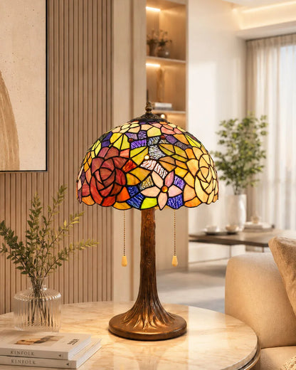 Rosette Glow Tiffany Table Lamp