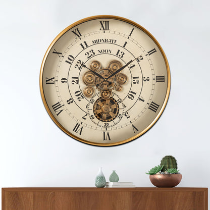 Mystic Motion Luxury Designer Watches Wall Clock For Living Room With Moving Gear Mechanism Buy Wall Clock Online - Big (White) (Steel Body)