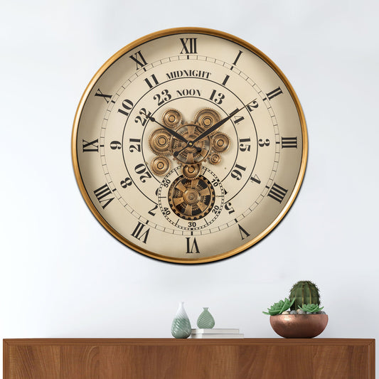 Mystic Motion Luxury Designer Watches Wall Clock For Living Room With Moving Gear Mechanism Buy Wall Clock Online - Big (White) (Steel Body)
