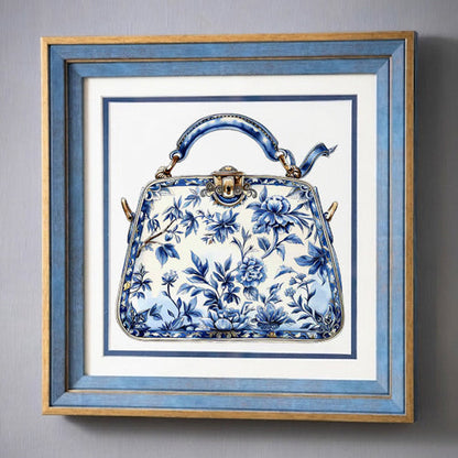 Blue & White Framed Wall art - 12"x12"