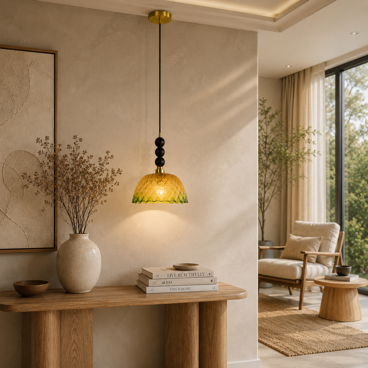 Garden Aura Pendant Light For Home  & Item  for Home Decoration - Yellow & Green