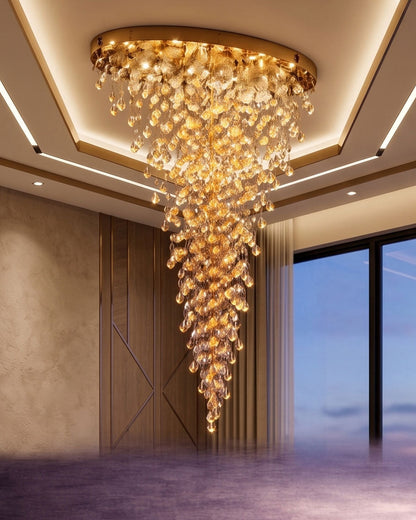 Royal Golden Crystal Cascade Chandelier