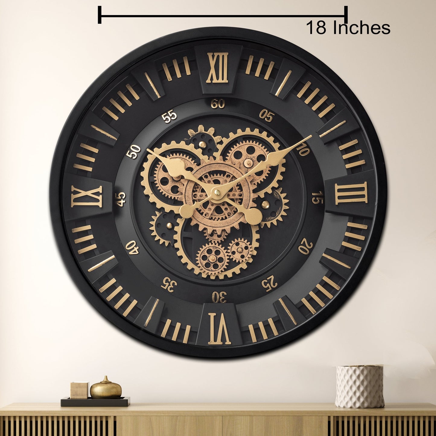 Heaven Hour Designer Wall clock For Living Room With Moving Gear Mechanism Buy Wall Clock Online (Steel Body)
