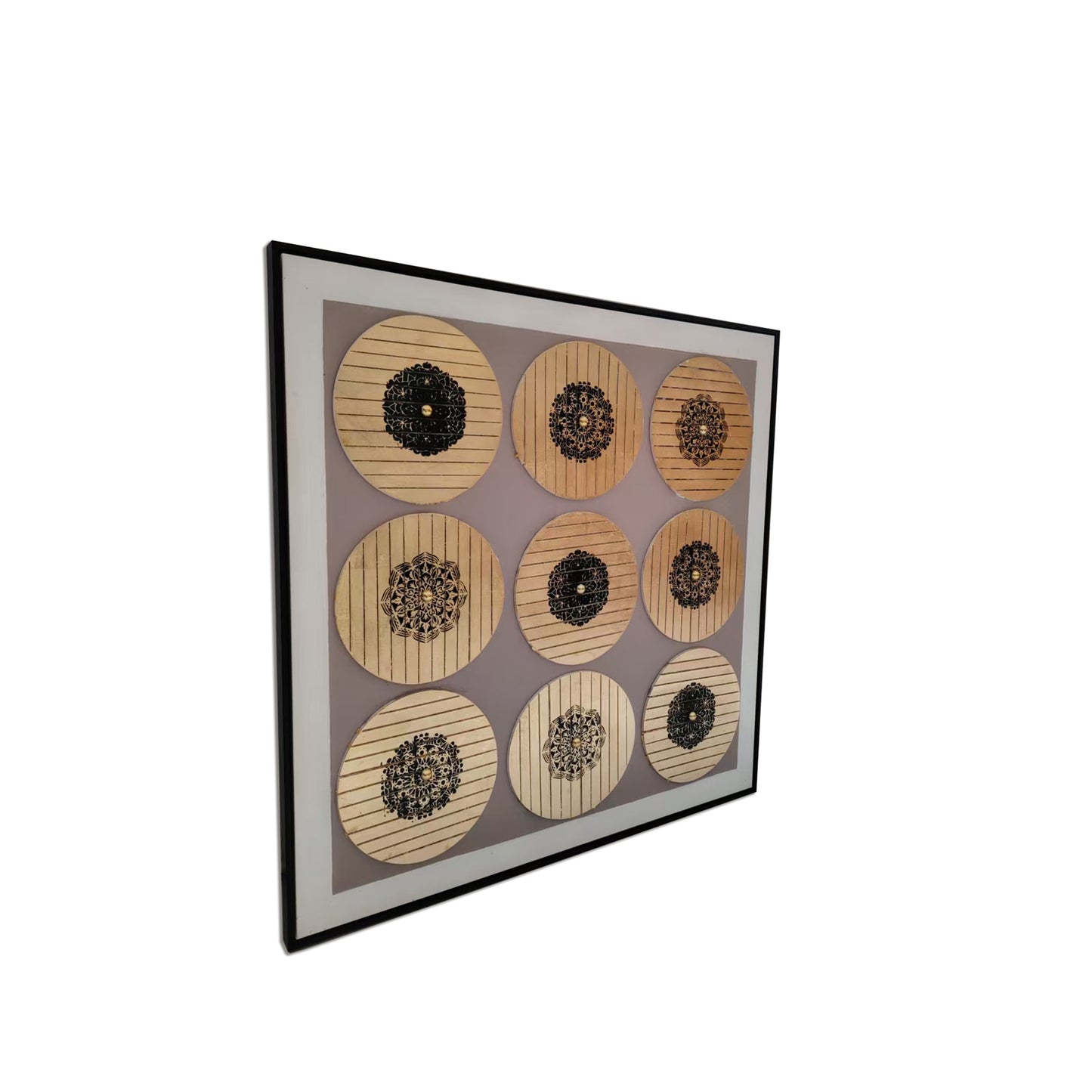 Radiant Circle Wall Hand Paintings for Home (Comes With an Outer Floater Frame) (40x40 Inches)