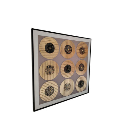 Radiant Circle Wall Hand Paintings for Home (Comes With an Outer Floater Frame) (40x40 Inches)
