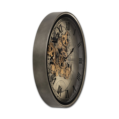 Phantom Dial Luxury Designer Wall Clock For Living Room With Moving Gear Mechanism Buy Wall Clock Online - Medium (Black) (Steel Body)