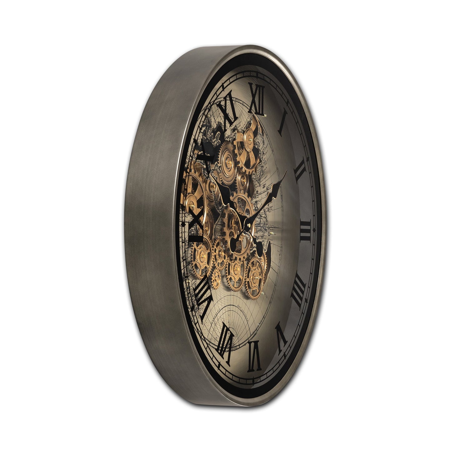 Phantom Dial Luxury Designer Wall Clock For Living Room With Moving Gear Mechanism Buy Wall Clock Online - Big (Black) (Steel Body)