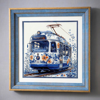 Blue & White Framed Wall art - 12"x12"