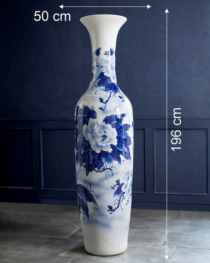 Blooming Lotus Art Tall Floor Vase - 6.4 Ft