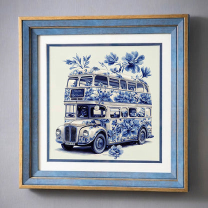 Blue & White Framed Wall art - 12"x12"