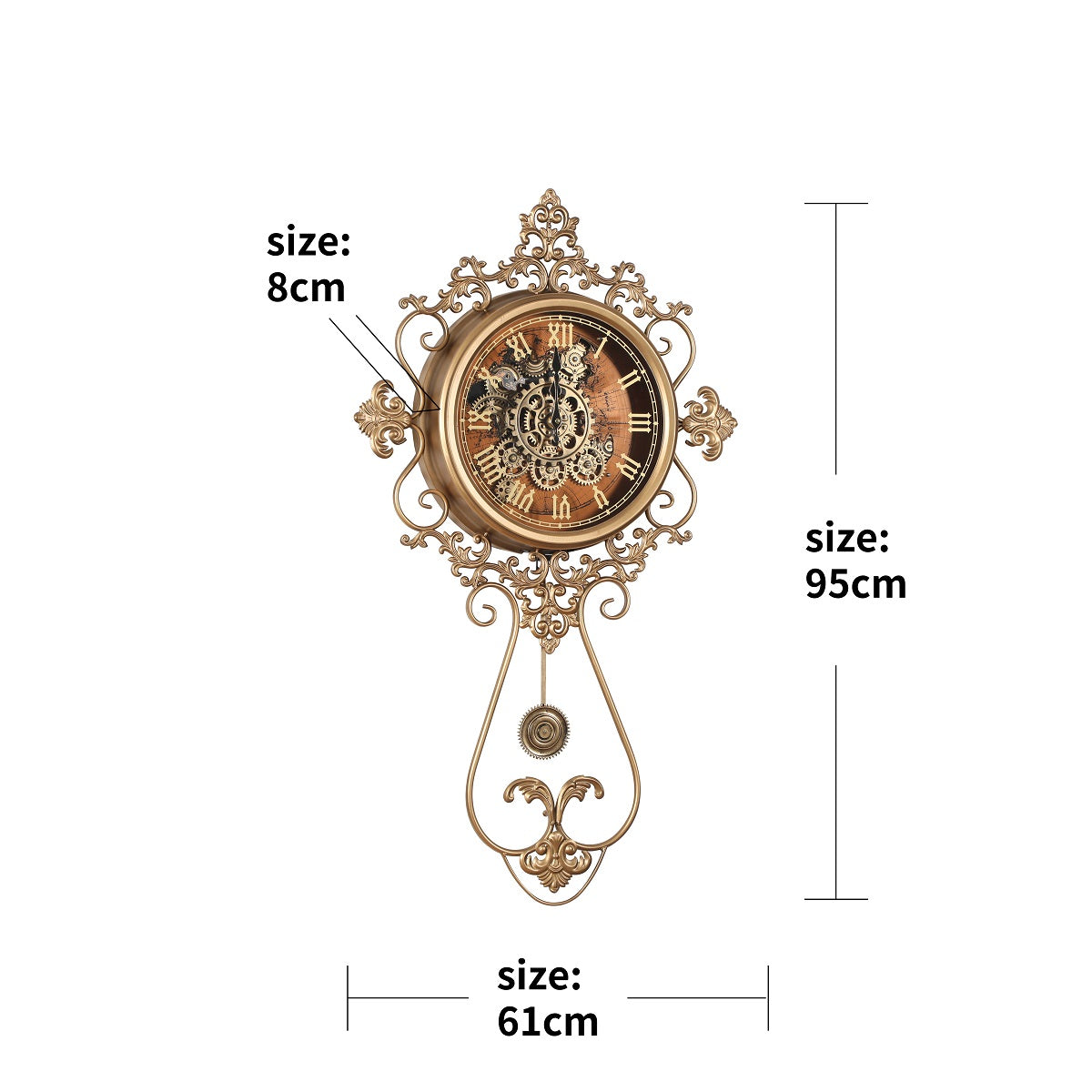 Hour Horizon Luxury Designer Pendulum Clock With Moving Gear/Pendulum Mechanism Buy Wall Clock Online (Steel Body)