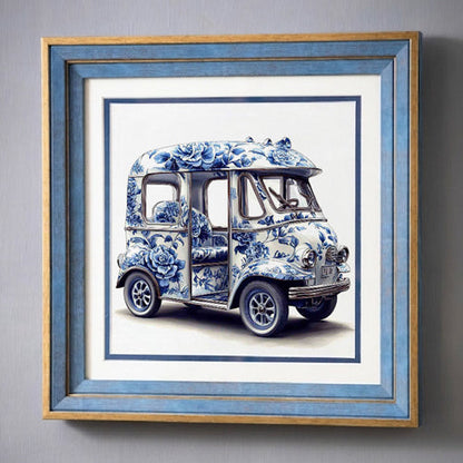 Blue & White Framed Wall art - 12"x12"