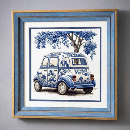 Blue & White Framed Wall art - 12"x12"
