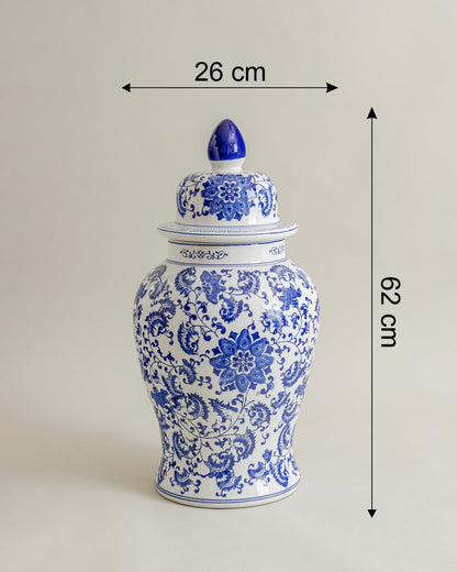 Blue Dynasty Floral Temple Jar - 62 CM