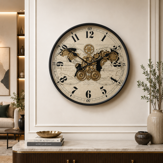 Moment Maker Luxury Designer Wall Clock With Moving Gear Mechanism Buy Wall Clock Online - White
