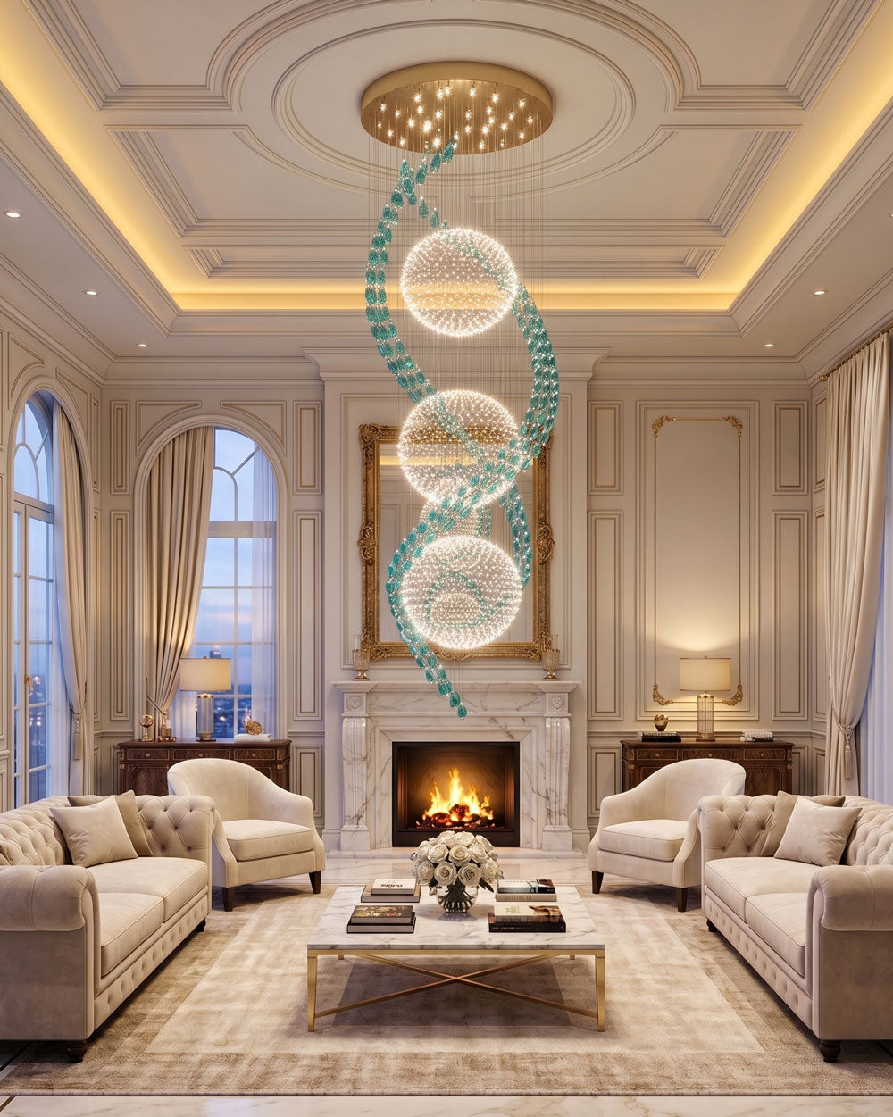 Luxury Spiral Crystal Ring Chandelier