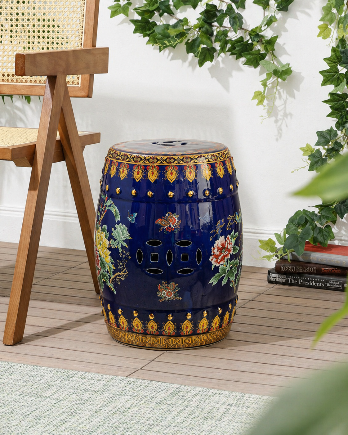 Royal Midnight Bloom Garden Stool