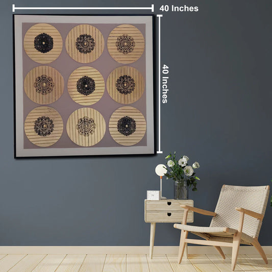 Radiant Circle Wall Hand Paintings for Home (Comes With an Outer Floater Frame) (40x40 Inches)