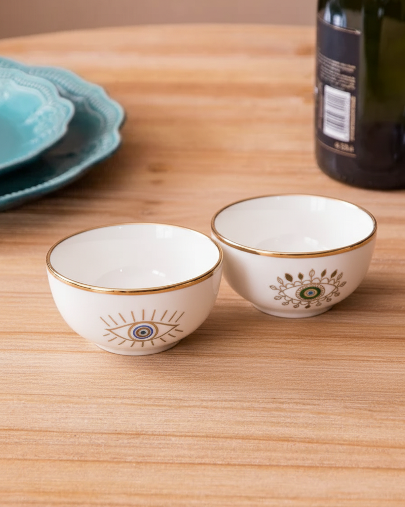 Guardian Evil Eye Ceramic Katori - Set Of 2