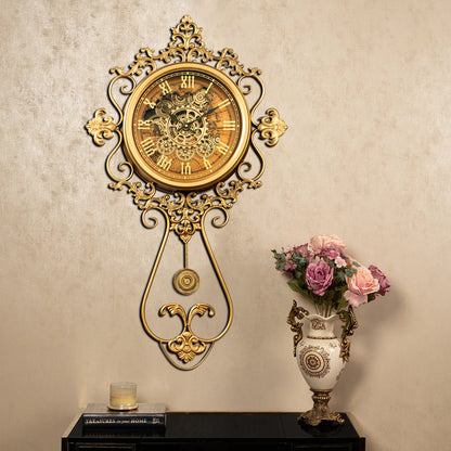 Hour Horizon Luxury Designer Pendulum Clock With Moving Gear/Pendulum Mechanism Buy Wall Clock Online (Steel Body)