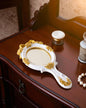 Vintage Aqua Floral Hand Mirror - White