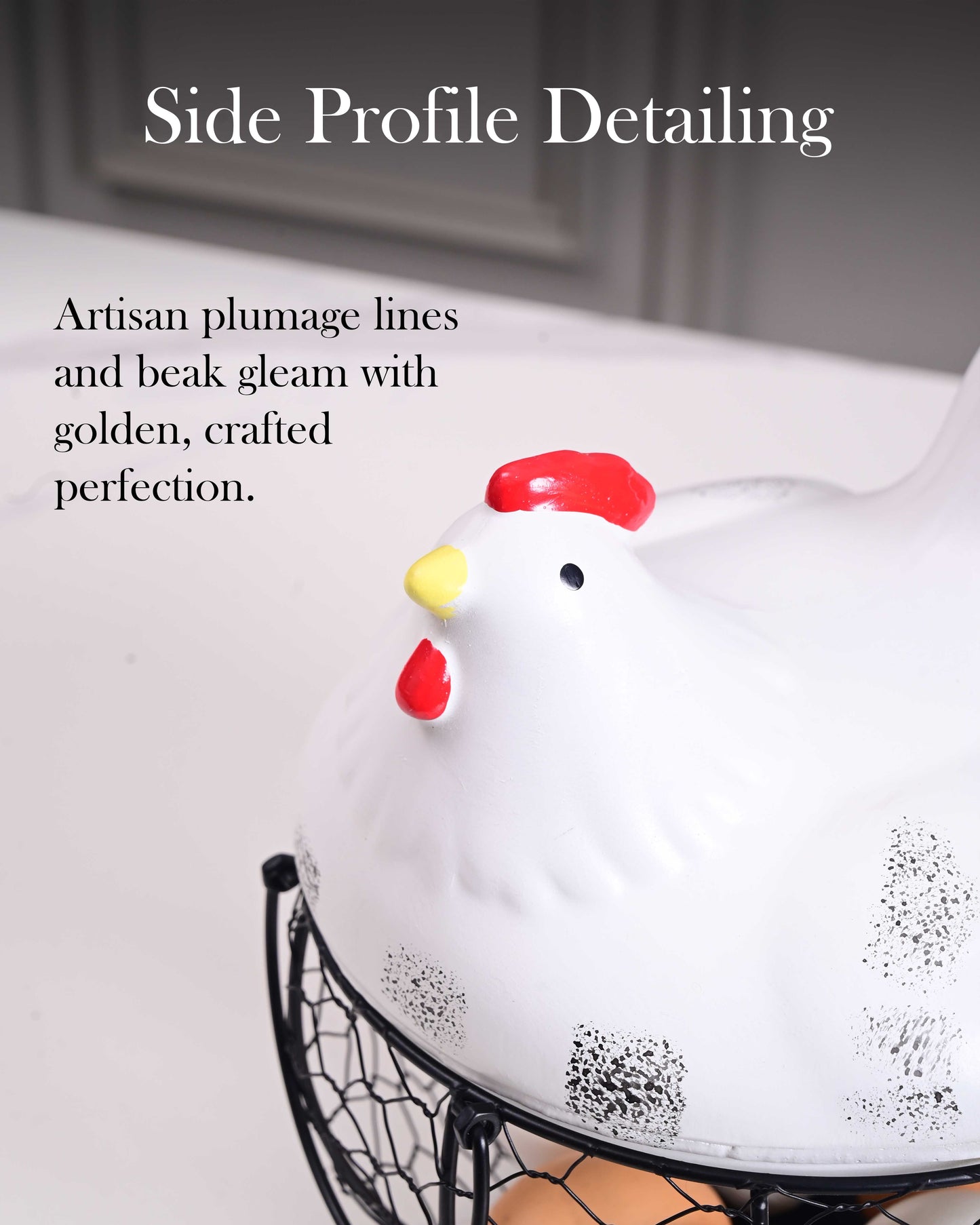 Rooster Egg Basket - White