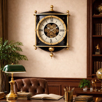 Signature Time Luxury Designer Wall Clock For Living Room With Moving Gear Mechanism Buy Wall Clock Online (Steel Body)