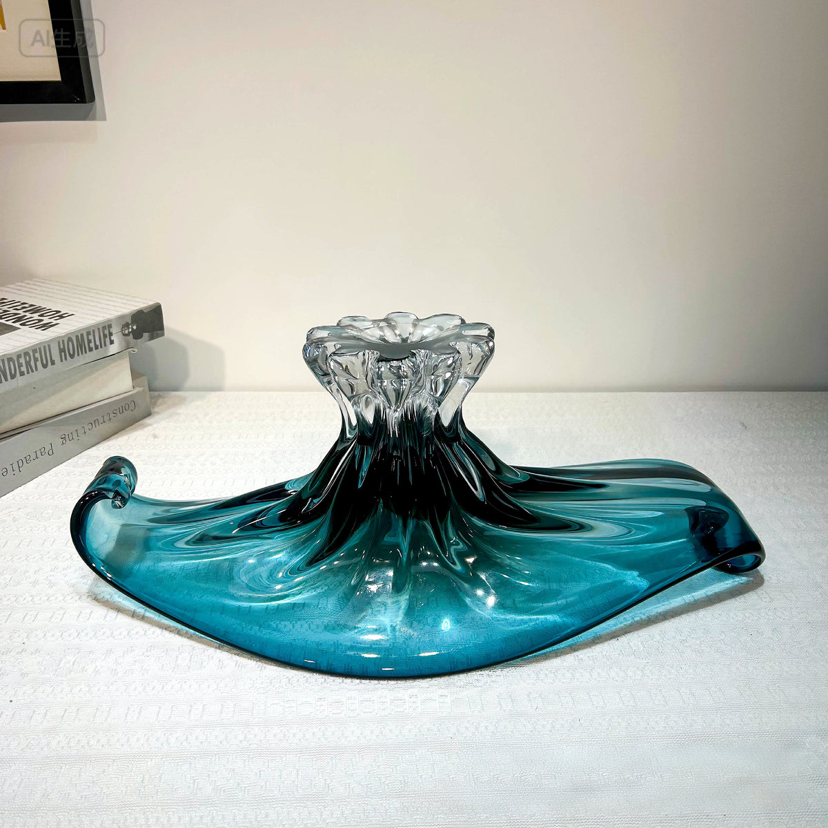Glacier Wave Luxe Handblown Glass Vase & Decorative showpiece