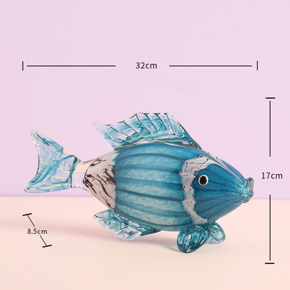 Aquatic Fish Harmony Handblown Glass Showpiece & Items for Room Decoration