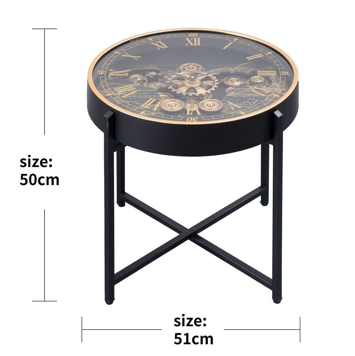 Dial Craft Luxe Tea Table Clock With Moving Gear Mechanism (Steel Body)