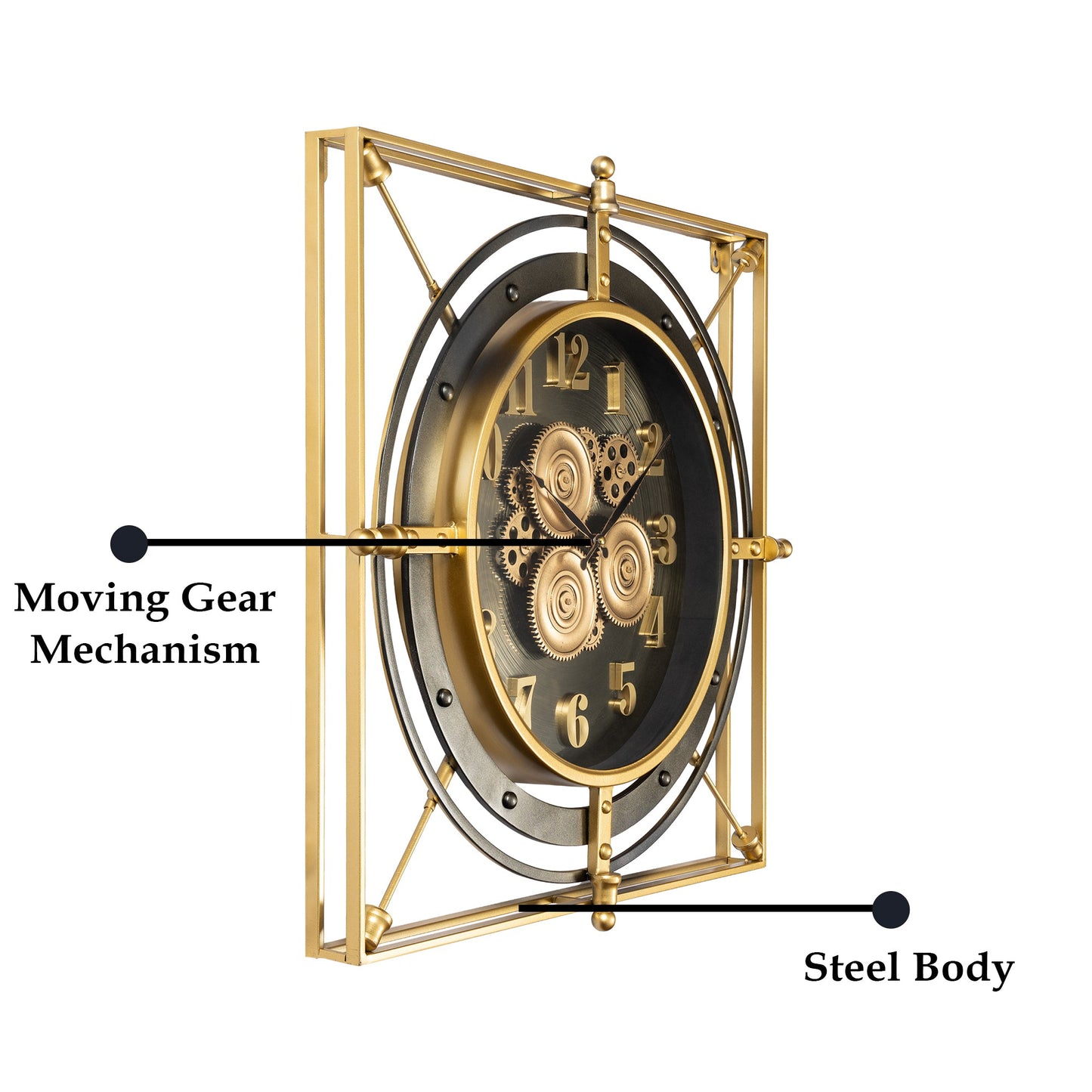 Grand Axis Luxury Designer Wall Clock For Living Room With Moving Gear Mechanism Buy Wall Clock Online (Steel Body)